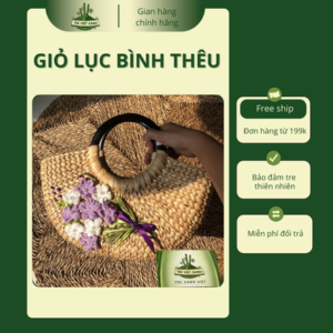 Giỏ xách lục bình thêu tay có lót vải